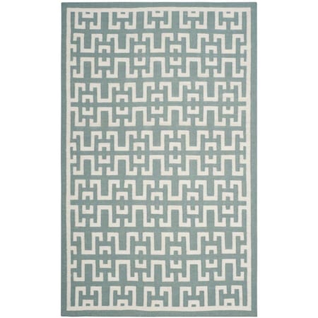 Safavieh 5 x 8 ft. Dhurries Hand Woven Flat Weave Rug Medium Rectangle - Seafoam & Ivory DHU621A-5